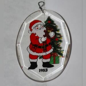 Vintage Clear Acrylic Christmas Ornament From 1983, Produced By NFR, Inc.